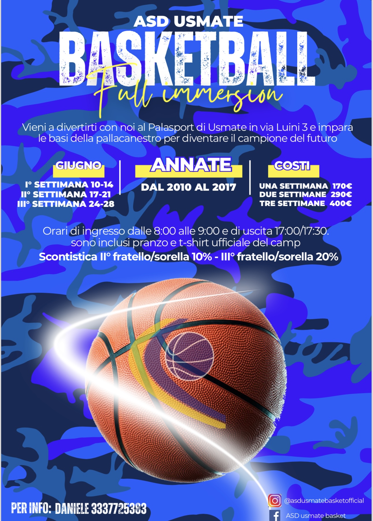 MODULO BASKETBALL SUMMER CAMP 2024 ASD USMATE BASKET